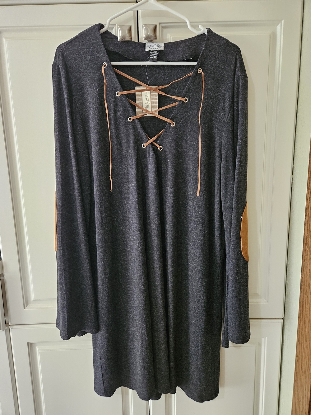 Tasha Polizzi Charcoal Lace-Up Western Dress Boho Bohemian Cottagecore Grunge